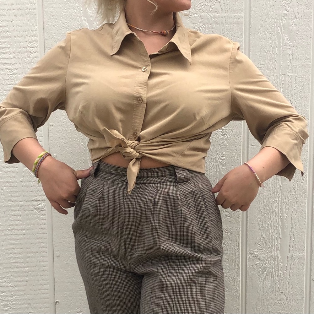 Tan button up